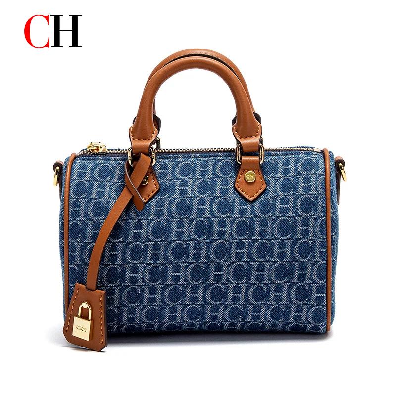 Luxury Bags Denim - CH Vintage Denim Boston Bag for