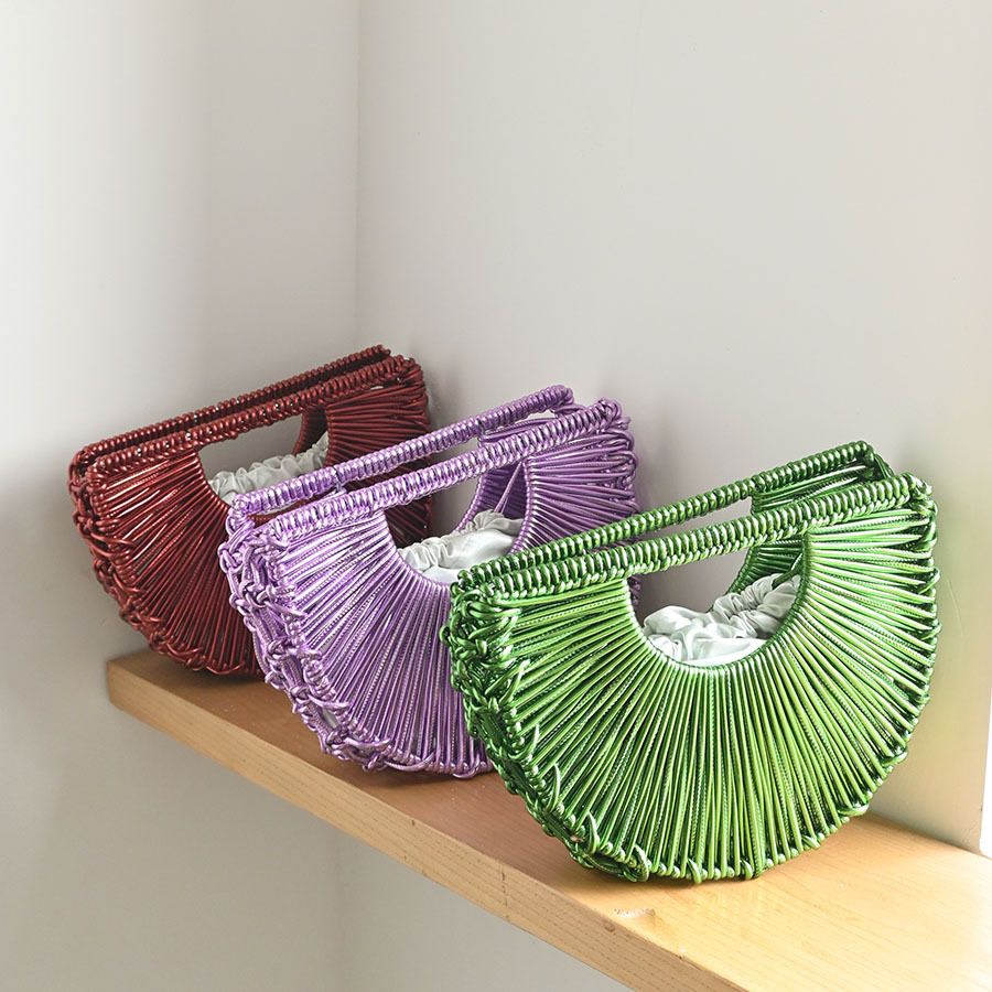 Luxury Bags Europe - Metal Style Hollow Out Woven Clutch